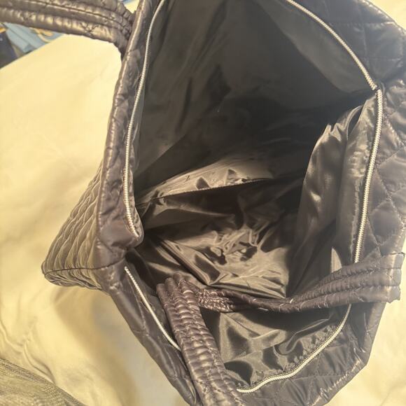 Le Mystere Large Quilted Black Tote Shoulder Bag shopper carryon - Picture 3 of 6